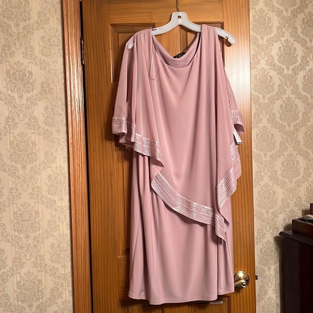 Chiffon caplet cocktail length gown